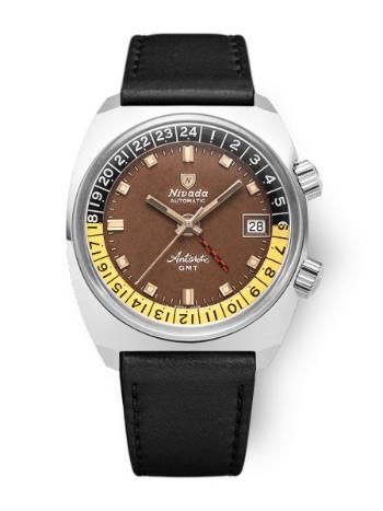 Nivada Grenchen Antarctic GMT - Tropical - Black Leather