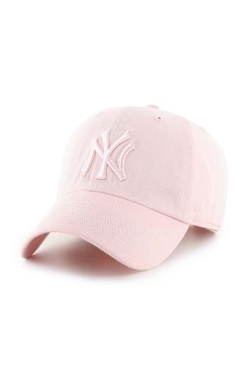 Bavlněná baseballová čepice 47 brand MLB New York Yankees růžová barva, s aplikací, B-NLRGW17GWS-PK