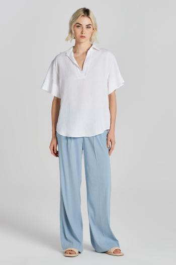 KOŠILE GANT REL LINEN POPOVER SS SHIRT WHITE