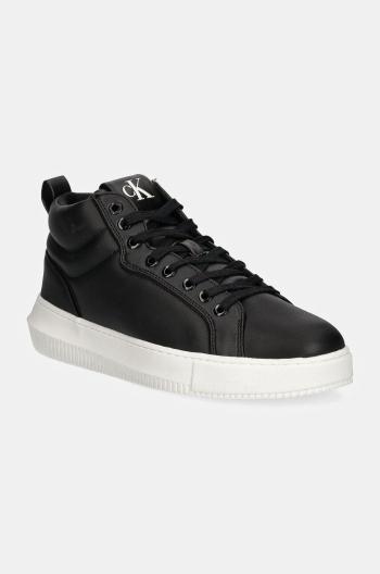 Kožené sneakers boty Calvin Klein Jeans CHUNKY CUPSOLE CLEAN HIGH černá barva, YM0YM01120