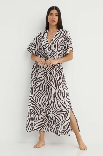 Bavlněné plážové šaty Max Mara Beachwear hnědá barva, 2416221059600