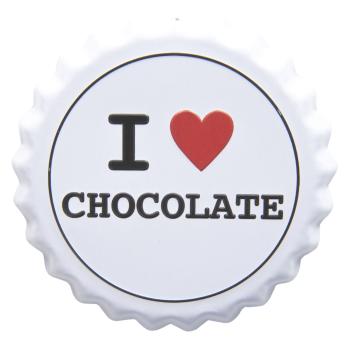 Nástěnná plechová cedule I love chocolate - Ø 13 cm 64221