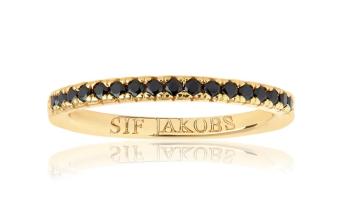 Sif Jakobs Pozlacený prsten s černými kubickými zirkony Ellera SJ-R2869-BK-YG 50 mm