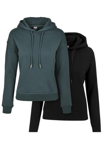 Urban Classics Ladies Hoody 2-Pack black+bottlegreen - XS