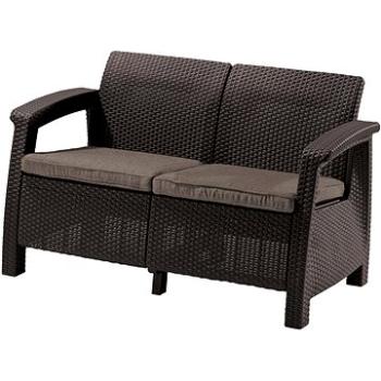 KETER Lavice zahradní CORFU LOVE SEAT, hnědá 128cm (206211/1)