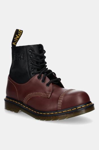 Kožené kotníkové boty MM6 Maison Margiela MM6 Maison Margiela x Dr. Martens dámské, vínová barva, na plochém podpatku, S66WU0125.P8029