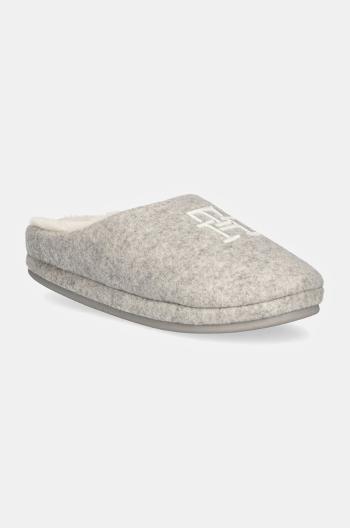 Pantofle Tommy Hilfiger TH EMBROIDERED BASICS SLIPPER šedá barva, FW0FW08135