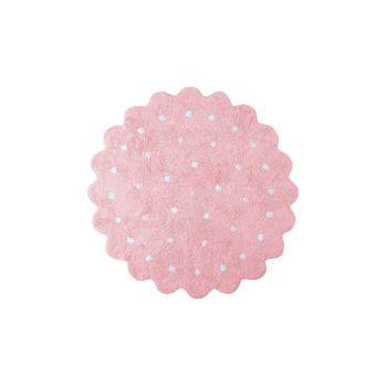 Rózsaszín mosható kézi szövésű pamut gyerek szőnyeg ø140 cm Little Biscuit Pink – Lorena Canals