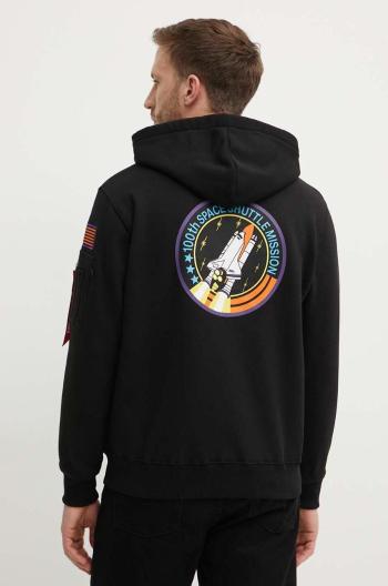 Mikina Alpha Industries x Nasa Space Shuttle Hoody pánská, černá barva, s kapucí, s aplikací, 178317.556