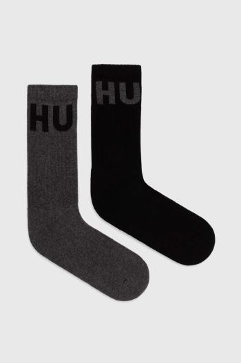 Ponožky HUGO 2-pack pánské, šedá barva