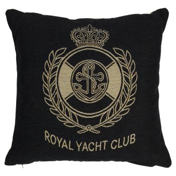 Béžovo-černý gobelínový polštář Royal Yacht Club - 45*45*16cm EVKSDPARYC