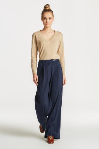 KALHOTY GANT WIDE STRETCH LINEN PANT EVENING BLUE