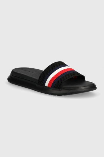 Pantofle Tommy Hilfiger DUAL DENSITY RWB KNIT POOL SLIDE pánské, černá barva, FM0FM05018