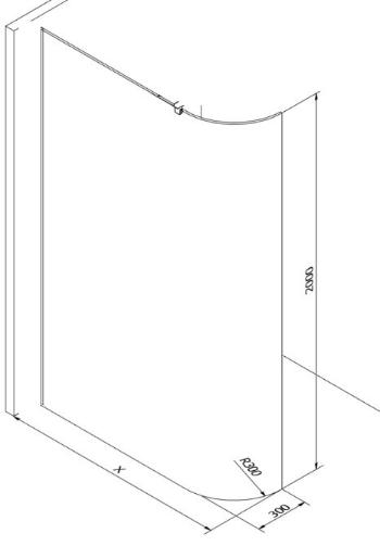 MEXEN KIOTO walk-in 110x200 cm 8mm, transparent samostatné sklo zaoblené 800-110-000-00-06