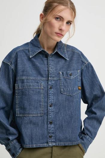 Džínová košile G-Star Raw dámská, modrá barva, regular, s klasickým límcem, D25516-D539