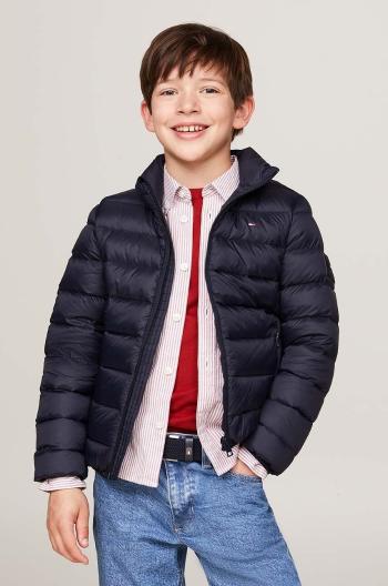 Dětská péřová bunda Tommy Hilfiger tmavomodrá barva, KS0KS00568