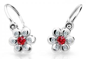 Cutie Jewellery Kytičkové dětské náušnice z bílého zlata C2247-10-X-2 červená