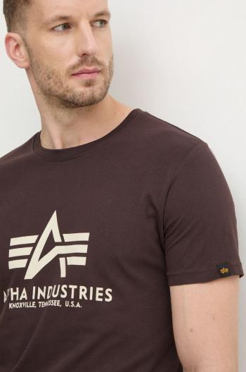 Bavlněné tričko Alpha Industries Basic T-Shirt hnědá barva, s potiskem, 100501.696