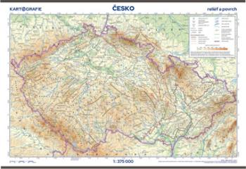 Česko – reliéf a povrch – školní nástěnná mapa