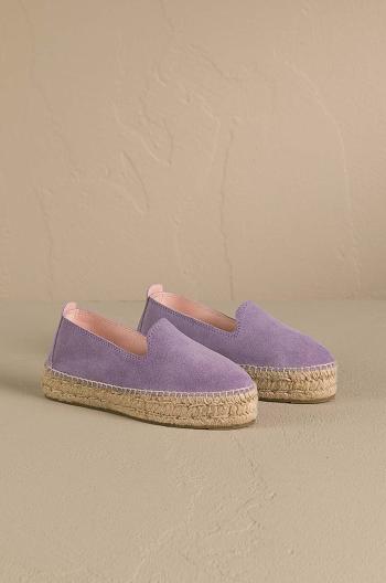 Semišové espadrilky Manebi Hamptons Double Sole Espadrilles fialová barva, na platformě, R 6.3 D0