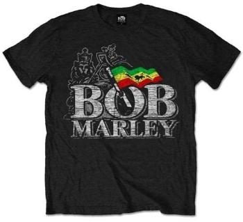 Bob Marley Tričko Distressed Logo Unisex Black M