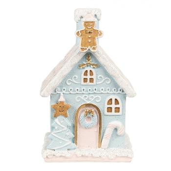 Modrá svítící perníková chaloupka Gingerbread House - 9*8*15 cm 6PR4200