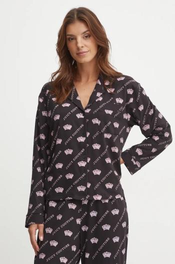 Pyžamová košile Juicy Couture ESTELLE PYJAMA TOP dámská, černá barva, JCLPT224503