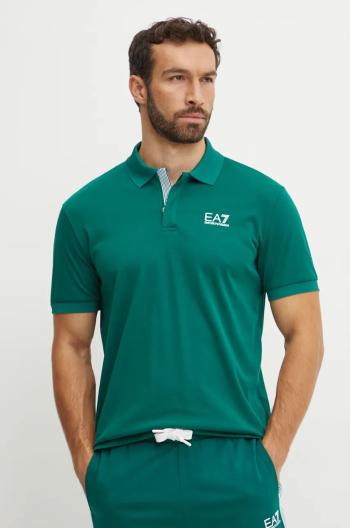 Bavlněné polo tričko EA7 Emporio Armani zelená barva, PJOLZ.6DPF09