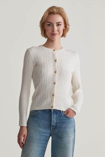 KARDIGAN GANT MINI CABLE KNIT CARDIGAN CREAM