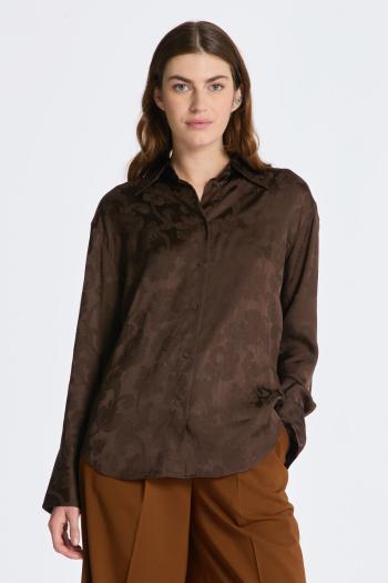 KOŠILE GANT RELAXED LACE JACQUARD SHIRT RICH BROWN