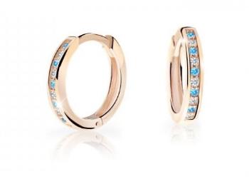 Cutie Jewellery Nadčasové kruhové náušnice z růžového zlata C3343-80-X-4 světle modrá