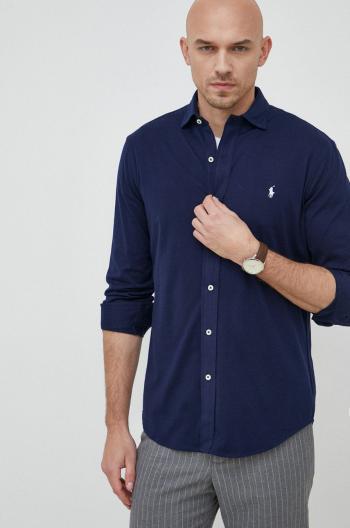 Košile Polo Ralph Lauren tmavomodrá barva, regular, s klasickým límcem