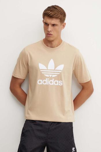 Bavlněné tričko adidas Originals béžová barva, s potiskem, IZ2351