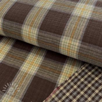 Dvojitá gázovina/mušelín Double sided CHECKS brown combo