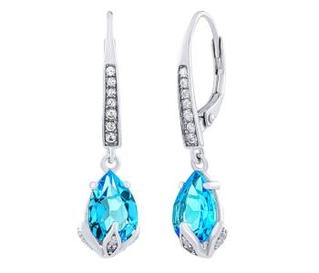 Silvego Stříbrné náušnice Clarissa se Swiss Blue Topaz a Brilliance Zirconia JJJ1267ETS