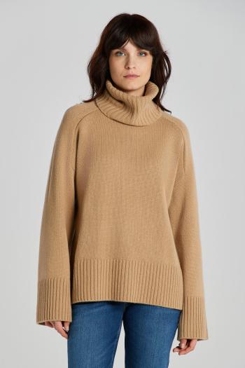 ROLÁK GANT OVERSIZED CASHMERE ROLL NECK SAND MELANGE