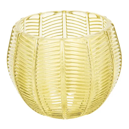 Žlutý skleněný svícen na čajové svíčky - ∅  9*8 cm 6GL2437