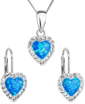 Evolution Group - Pavona Srdíčková souprava šperků s krystaly Preciosa 39161.1 & blue s.opal (náušnice, řetízek, přívěsek)