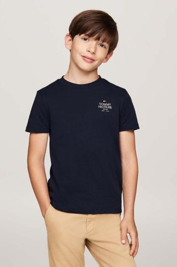 Dětské bavlněné tričko Tommy Hilfiger tmavomodrá barva, s potiskem, KB0KB09277