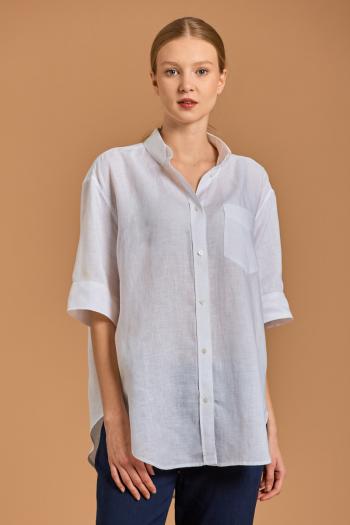 KOŠILE GANT REL SS LINEN CHAMBRAY SHIRT WHITE