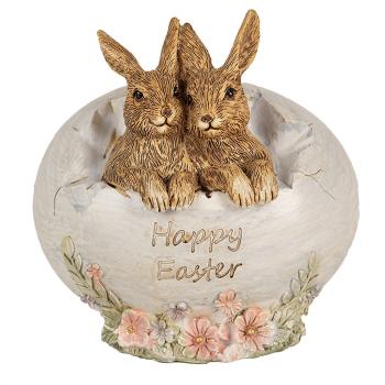 Dekorace socha králíci ve vajíčku Happy Easter - 11*9*11 cm 6PR5007