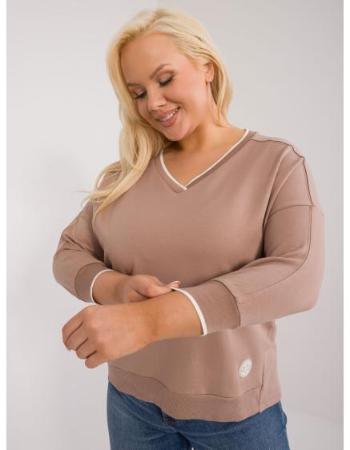 Dámská halenka asymetrická plus size tmavě béžová 