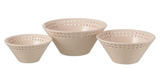 3ks růžová keramická miska Hella Pastel Pink - Ø14*6 / Ø17*7 / Ø19*9 cm J-Line by Jolipa