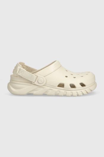 Pantofle Crocs Duet Max II Clog dámské, béžová barva, na platformě, 208776