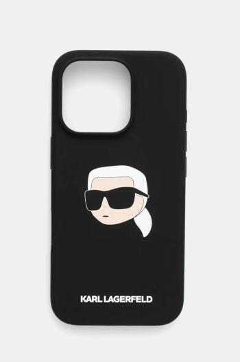 Obal na telefon Karl Lagerfeld iPhone 16 Pro 6.3 černá barva, KLHMP16LSKHPPLK