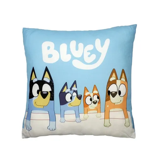 Jerry Fabrics Dětský polštářek s potiskem - Bluey - rodina | 40 x 40 cm