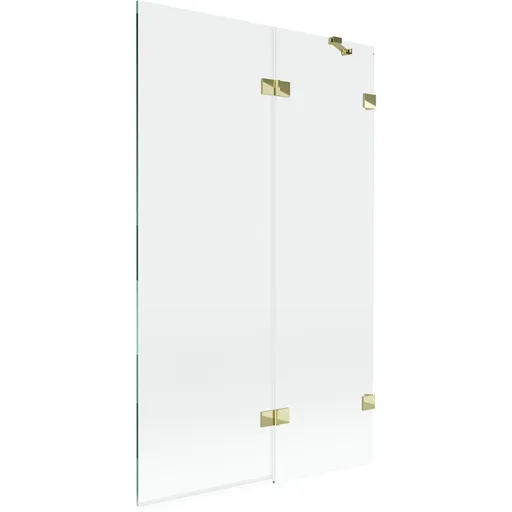 MEXEN/S Lunar vanová zástěna 2-křídlová pravá 110 x 150, transparent, zlatá 897-110-100-50-00-P