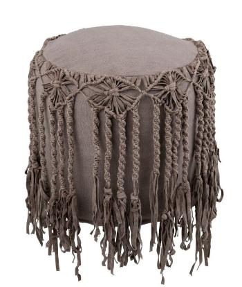 Bavlněný puf Macrame taupe - Ø 45*45cm 94581