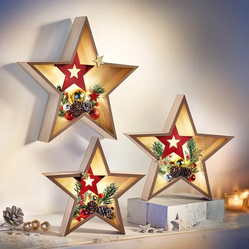 LED Hvězdy Xmas červené, 3 ks