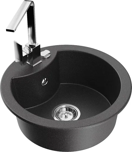 MEXEN/S Diego granitový dřez 1-miska včetně baterie Rita, černý kropenatý 6512-76-670300-00